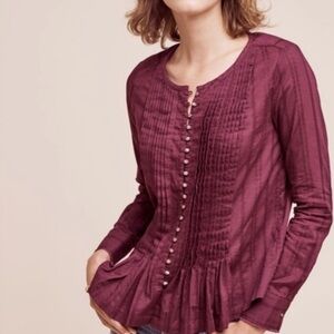 Anthropologie Maeve Gelise Pintuck Blouse S | Feminine